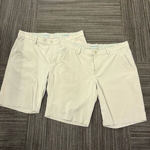 Greg Norman Collection Men's Tan Flat Front Shorts Bundle of 2